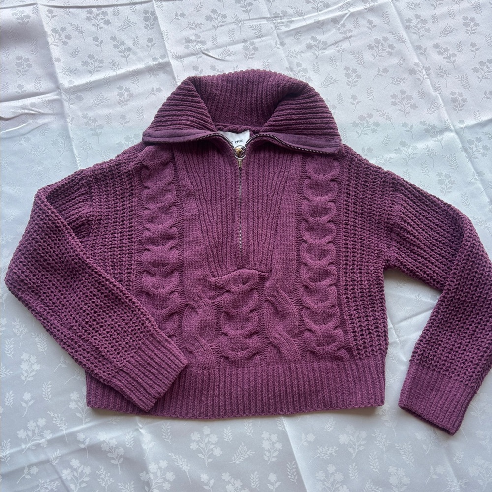 NWT Knit Half-Zip Sweater in Plum